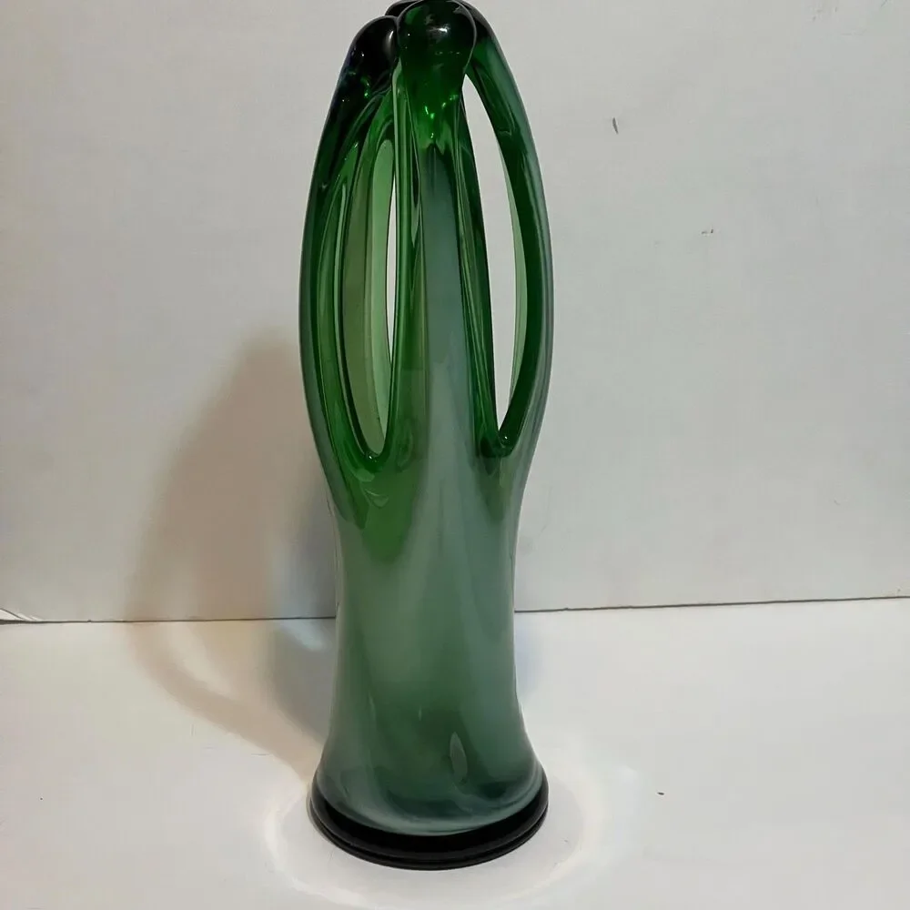 Vintage MAEXSA Hand Blown Green Art Glass Vase
